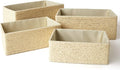Storage Baskets Set 4 - Stackable Woven Basket Paper Rope Bin, Storage Boxes for Makeup Closet Bathroom Bedroom (Beige)-Ruum Studio Home