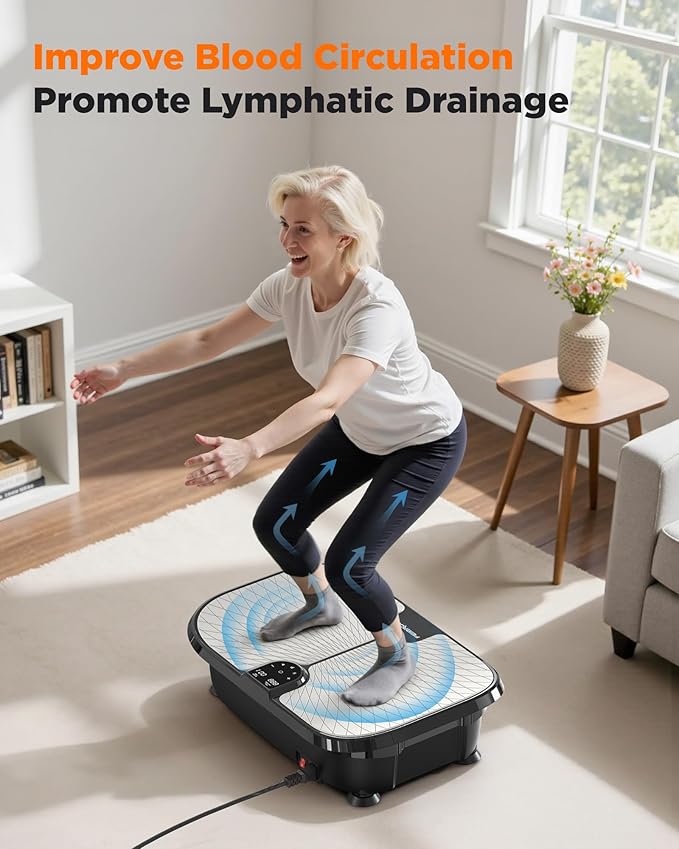 FEIERDUN Vibration Plate Exercise Machine, 400 LBS Capacity Vibration Plate for Lymphatic Drainage, Max Space for Whole-Body Workout & Relaxation at Home-Ruum Studio Home