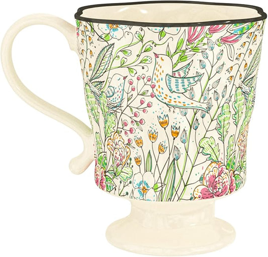 360ml -12.17oz Painted Garden floral Ceramic Mug - Cute Espresso Latte Shot Cup - Gift for Women, Dishwasher Safe-Ruum Studio Home