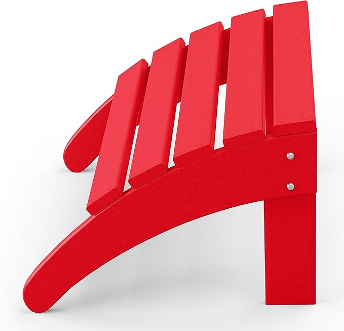 WestinTrends Outdoor Ottoman, Patio Adirondack Ottoman Foot Rest, All Weather Poly Lumber Folding Foot Stool for Adirondack Chair, Widely Used for Outside Porch Pool Lawn Backyard, Red-Ruum Studio Home