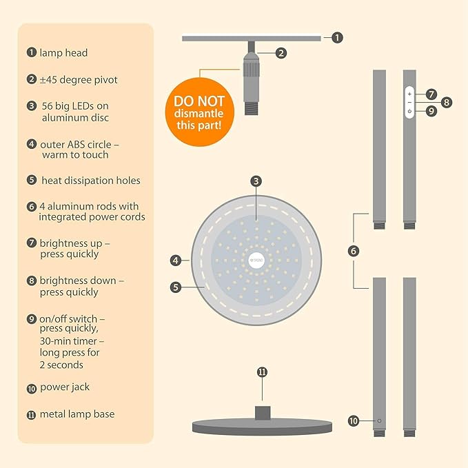 TROND Floor Lamp, 5000LM Super Bright Sky LED Modern Torchiere Standing Lamp, 3000K Warm White with 5-Level Dimmable, 71 in Tall Pole Light, 30-Minute Timer, Modular Rod, Wall Switch Compatible-Ruum Studio Home