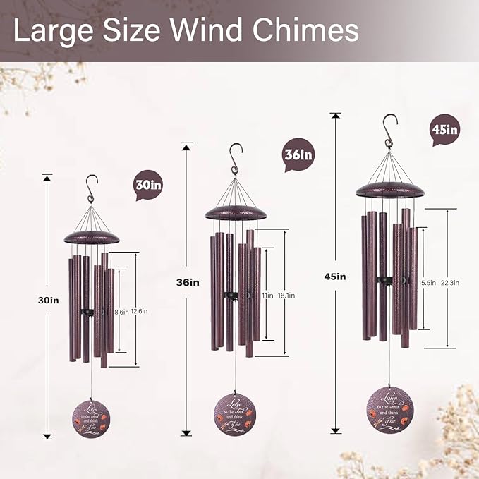 ASTARIN Dragonfly Wind Chimes for Loss of Loved One, Personalized Windchimes in Memory of a Loved One, Bereavement Gifts for Loss of Father Mother, 3 Size Deep Tone Wind Chime-Ruum Studio Home