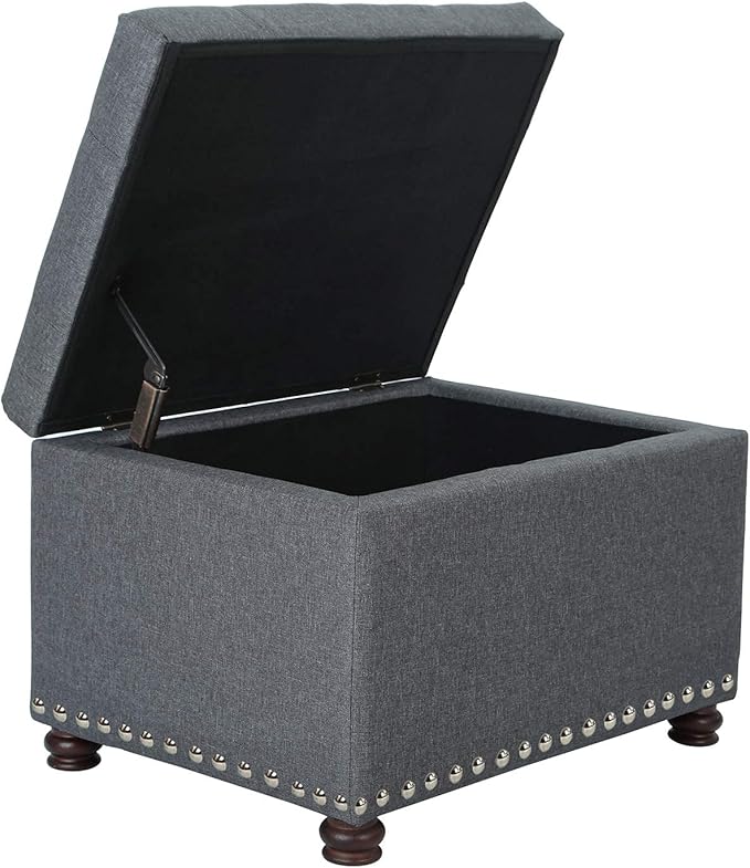 Joveco Storage Ottoman Bench Rectangular Fabric Organization Foot Rest, 24 Inch Modern Tufted Bedroom Foot Stool and Seat for Entryway, Bedroom, Living Room-Ruum Studio Home