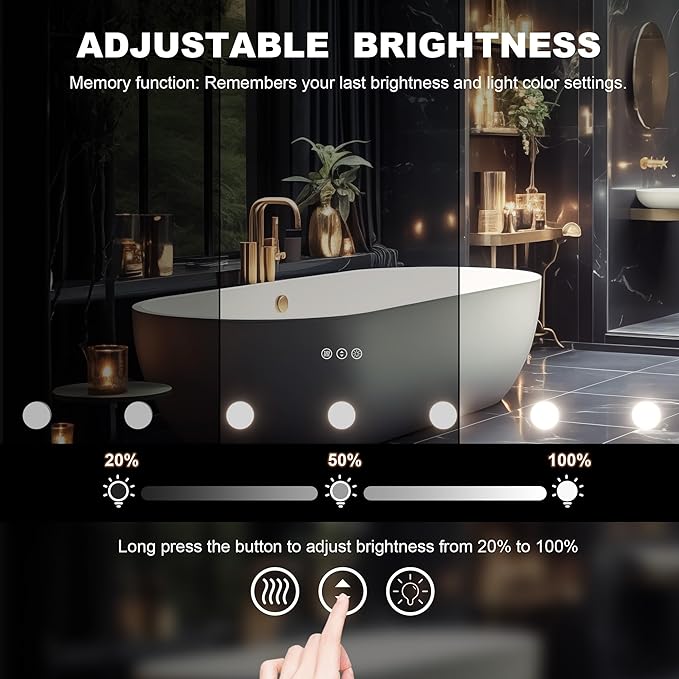 Hasipu LED Bathroom Mirror with Lights, 94" x 36" Hollywood Wall-Mounted Bathroom Mirror with 38 Dimmable Bulbs, 3 Colors Modes, Touch Control, Anti-Fog, Memory Function, Shatter-Proof, ETL Listed-Ruum Studio Home