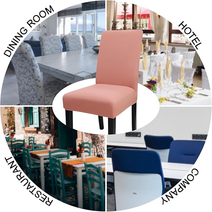 JQinHome Terra Cotta Chair Covers for Dining Room Set of 6, High Stretch Removable Washable Parsons Chair Slipcover for Home Party Hotel Wedding Ceremony (6PCS,Terra Cotta)