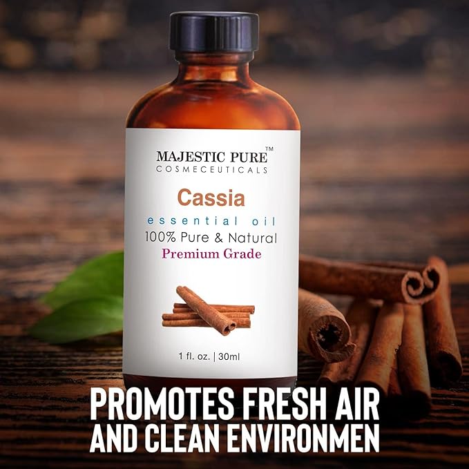 Majestic Pure Cassia Essential Oil with Glass Dropper - 1 Fl Oz - 100% Pure and Natural Cassia Oil - Premium Grade Essential Oils for Diffuser, Aromatherapy, Soap and Candle Making-Ruum Studio Home