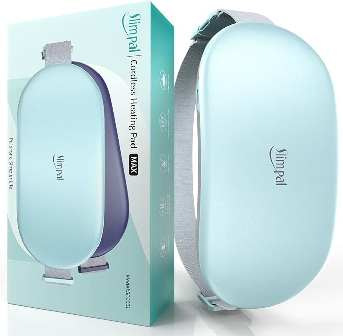 Slimpal Heating Pad for Period Cramps, Plus-Sized Portable Electric Heating Pad, Menstrual Cordless Heat Belt Back, Belly, Waist Pain Relief, Long-Lasting Battery, Gift for Her Girl Women, Light Blue-Ruum Studio Home