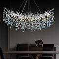 Modern Crystal Silver Chandelier, 55" Large Rectangular Oval Tree Branch Crystal Chandeliers for Dining Room,16-Light Flush Mount K9 Crystal Chandeliers, for Kitchen Island,Dining Room-Ruum Studio Home