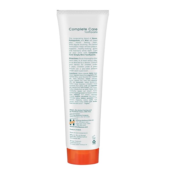 Himalaya Botanique Complete Care Toothpaste, Herbal, Mint Flavor, Fights Plaque, Freshens Breath, Fluoride Free, No Artificial Flavors, SLS Free, Cruelty Free, Foaming, 5.29 Oz, 1 Pack-Ruum Studio Home
