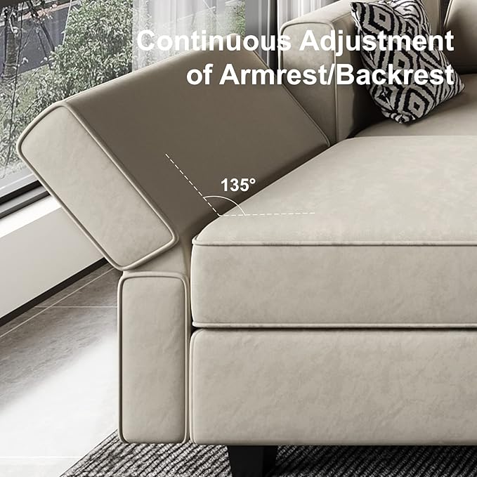 Belffin Modular Sofa Armrest Backrest Module for Modular Sectional Sofa Couch Side Armrest, Backrest Velvet Grey-Ruum Studio Home