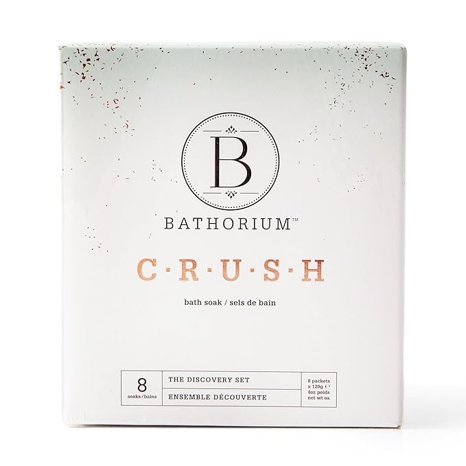 Bathorium Crush 8-Pack Signature Discovery Set, Luxury Bath Soaks, Dead Sea Salt, Epsom Salt, pH Balanced for Women, Gift Set, Each Soak is 4 oz-Ruum Studio Home