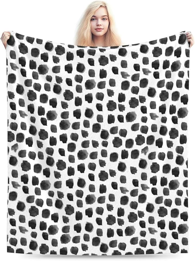HGOD DESIGNS Watercolor Polka Dot Flannel Fleece Bed Blanket Throw Blanket Lightweight Cozy Plush Blanket for Bedroom Living Rooms Sofa Couch 50"x60"-Ruum Studio Home