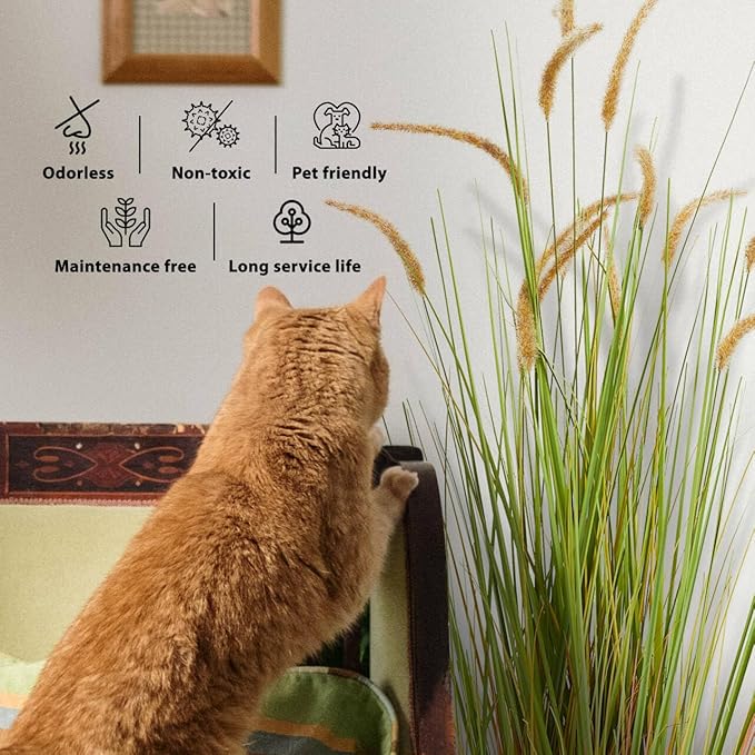 KOL Artificial 5ft 2-Pack Horsetail Reed Grass, 59in Tall Artificial Indoor Outdoor Fake Grass Plant, Home Office Décor Artificial Plants in Pot Faux Plant Greenery, Wedding Decor - Yellow-Ruum Studio Home