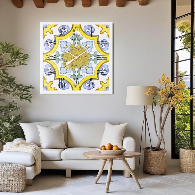The Gears Clock Wall Clock Italy Collection with Moving Gears (Minori, 36 inch Square)-Ruum Studio Home