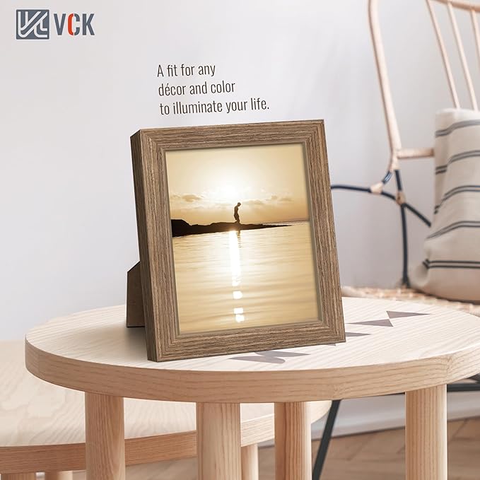 VCK 8x10 Picture Frame 3 Pack - Brown Walnut, Natural Textured Solid Wood Frame, Wall Gallery Frame-Ruum Studio Home