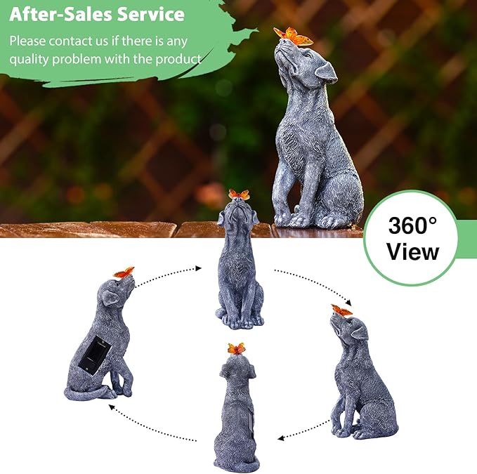 Goodeco Dog Statue with Butterfly - Ideal Gifts for Dad, Mom or Birthdays, Beautifully Crafted Outdoor Decorations to Wow Your Guests-Ruum Studio Home