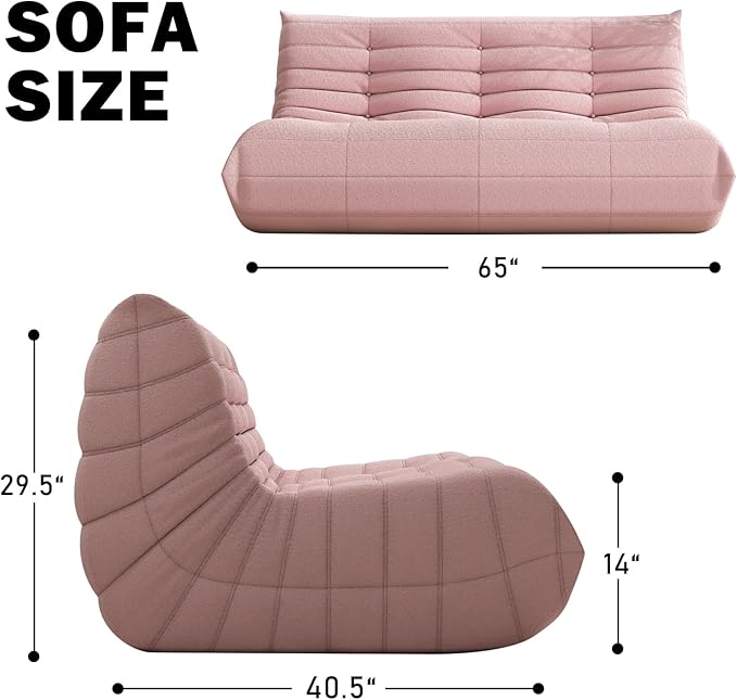 Big Bean Bag Chairs for Adults, 3 Seater Large Bean Bag Sofa, Fireside Chair Lazy Sofa Chair with High Density Comfortable Foam, Modern Bean Bag for Living Room, Bedroom, Office (Pink)-Ruum Studio Home