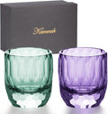KAMMAK Crystal Whiskey Glasses Set of 2, 7oz Old Fashioned Glasses Stemless, Hand Blown Colored Cocktail Glasses, Engagement Gifts for Couples, Women, Men-Ruum Studio Home