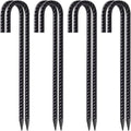 VVOKGO Rebar Stakes 12 Inches J Hook Heavy Duty Chain Link Fence Stakes, 8 Pcs Metal Long Tent Spikes Ground Anchors for Wire Fencing, Dogs Digging, Camping Tents, Swings, Greenhouse, Black-Ruum Studio Home