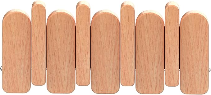 Wall Mounted Piano Key Hanger | Flip Style Hook | Entrance Wall Art Hook, Made of Oak Wood (3 Times Painted, 4 Times Polished) (Arc Beech, 4Hooks)-Ruum Studio Home