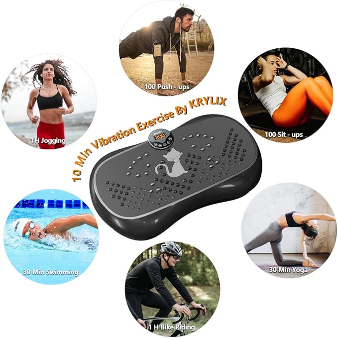 KRYLIX Vibration Plate Machine Exercise Platform for Whole Body Vibration Workout Weight Loss Lymphatic Drainage Fitness Platform Exercise Machine Vibrating Platform for Women Men-Ruum Studio Home