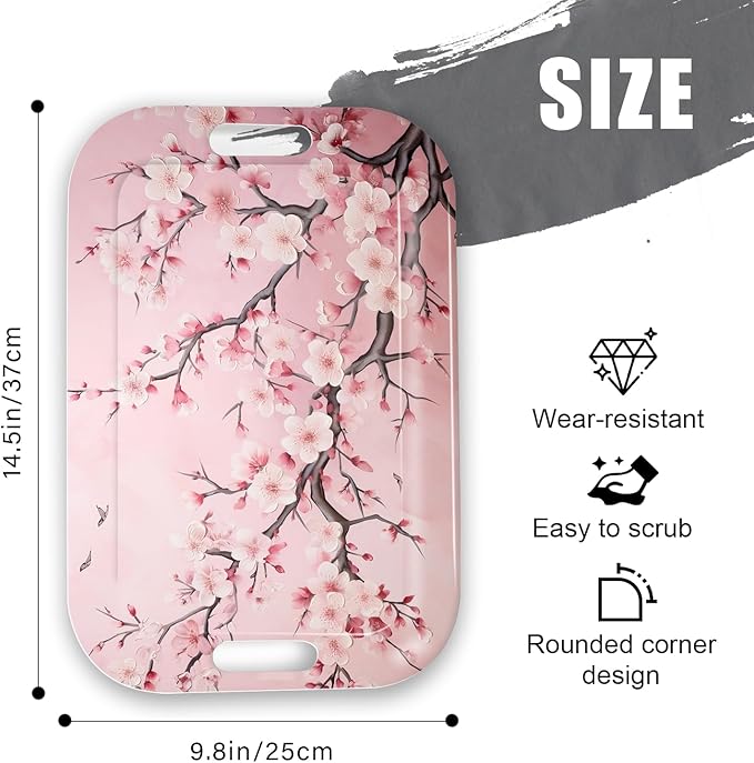 Serving Trays with Handles, 14.5 x 9.8 inch Rectangular Plastic Tray for Restaurant, Kitchen, Pink Cherry Blossom-Ruum Studio Home