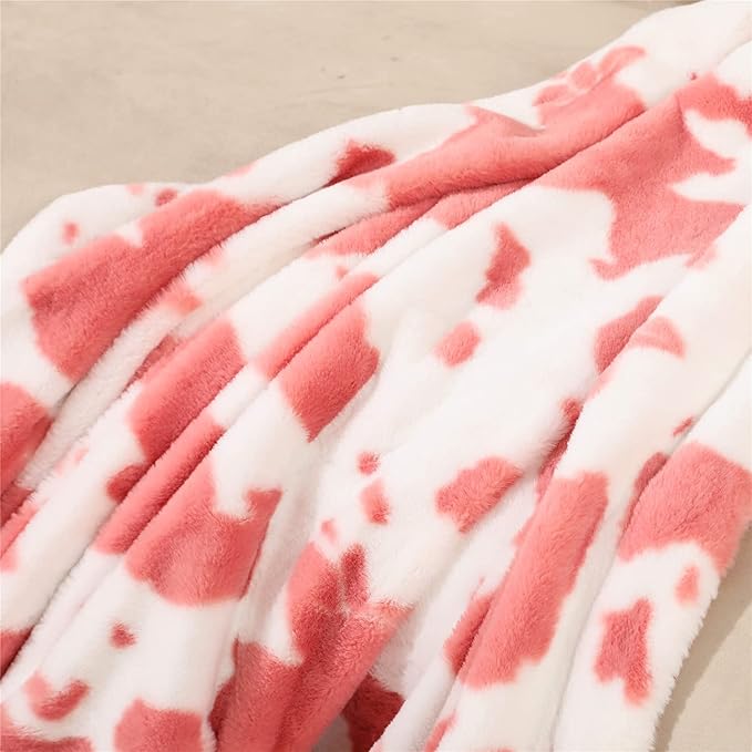 RYNGHIPY Cow Print Throw Blanket Soft Animal Cow Bed Throws Cute Farm Flannel Fleece Throw Blankets Thick Warm Plush Blankets for Sofa Couch Cow Decor Throws (Pink, 51''x63'')-Ruum Studio Home