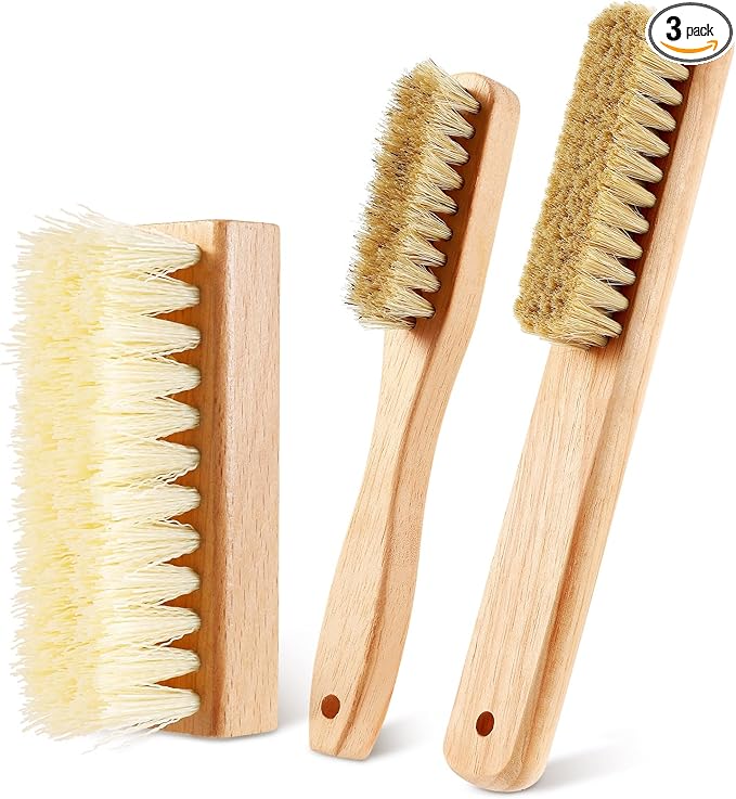 3 Pcs Wood Laundry Stain Brush Stain Remover Brushes with Boar Bristle Small Stain Brush for Clothes for Scrubbing Stains from Furniture Fabric Leather(3 Pcs D)-Ruum Studio Home
