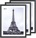 VCK 24x30 Poster Frames Set of 3, Black Solid Wood Picture Frame, Textured Exclusive Gallery Frame - Wall Hanging-Ruum Studio Home