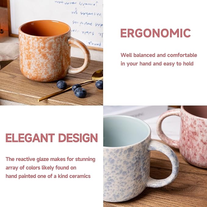 12 OZ Coffee Mugs Set of 6, Modern Coffee Mugs Set with handle for Tea/Latte/Cappuccino/Milk/Cocoa.-Ruum Studio Home