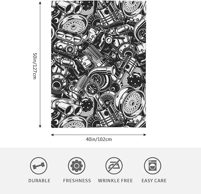 HGOD DESIGNS Automobile Car Parts Pattern Flannel Fleece Bed Blanket Throw Blanket Lightweight Cozy Plush Blanket for Bedroom Living Rooms Sofa Couch 40"x50"-Ruum Studio Home