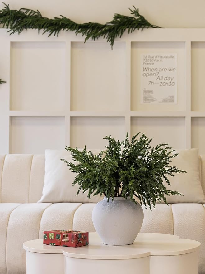 MISSPIN 30 Pcs 19.5 Inches Christmas Norfolk Pine Branches, Norfolk Pine Artificial Christmas Branches DIY Crafts Faux Pine Branches for Xmas Indoor Outdoor Home Decor-Ruum Studio Home