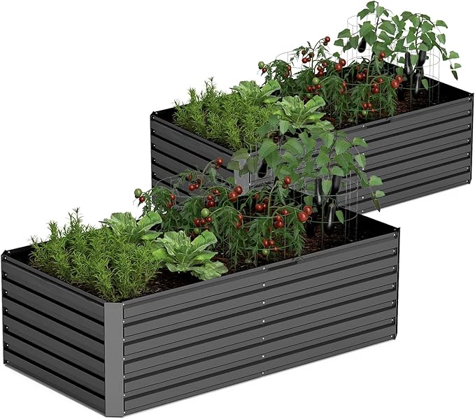 8x4x2 ft Raised Garden Bed, Large Metal Planter Raised Beds, Planters for Outdoor Plants for Vegetables, Flowers, Herbs, Fruits, and Succulents.(2 Pcs)-Ruum Studio Home