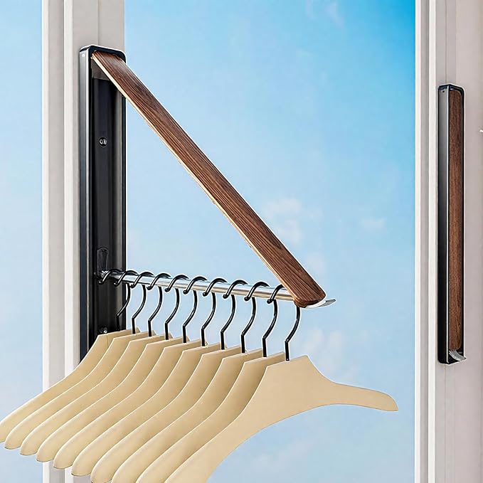 Wall Drying Rack Clothing - Retractable & Foldable Clothes Drying Rack Wall Mounted for Laundry Room Organization | Laundry Room Hanging Rack for Dorm, Closet, Balcony & Indoor/Outdoor Use-Ruum Studio Home