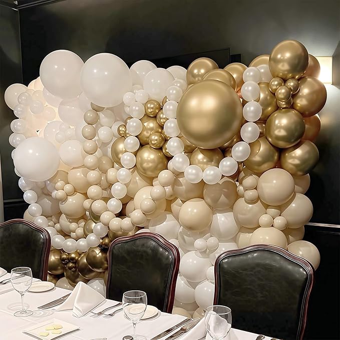 White Sand Linking Balloons, 100PCS 6 Inch Small Ivory Quick Link Balloons for Making Balloon Wall Heart Arch, Tails Balloon for Wedding Birthday Baby Shower Engagement Graduation Party Decorations-Ruum Studio Home