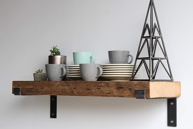 Urban Legacy Reclaimed Barn Beam Deep Shelves | Deep Shelves with Brackets Included, Set of 2 | (Natural Full Profile Bracket, 36" x 11.5" x 3")-Ruum Studio Home