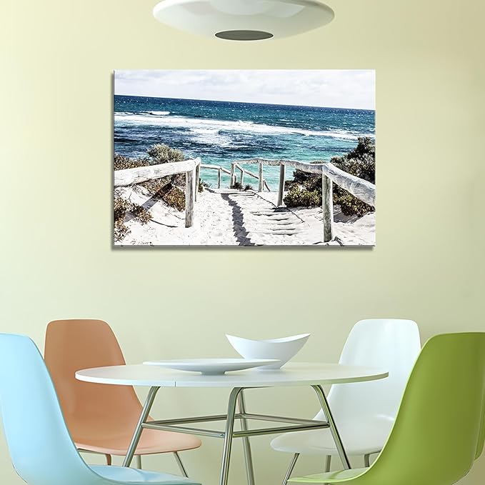 DZL Art S74281 Rottnest Island Beach Seascape Painting Sea Nature Pictures Wall Art Canvas Prints Painting Ready to Hang for Living Room Bedroom Decor Office Wall Decor Home Decoration-Ruum Studio Home