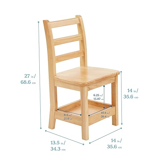 ECR4Kids Three Rung Ladderback Chair with Storage, 14in Seat Height, Classroom Seating, Honey, 2-Pack-Ruum Studio Home
