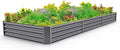 Land Guard 12×4×1ft Galvanized Raised Garden Bed Kit for Vegetables, Galvanized Super Large Metal Planter Raised Garden Boxes Outdoor(359 Gallon Capacity（Grey）…-Ruum Studio Home