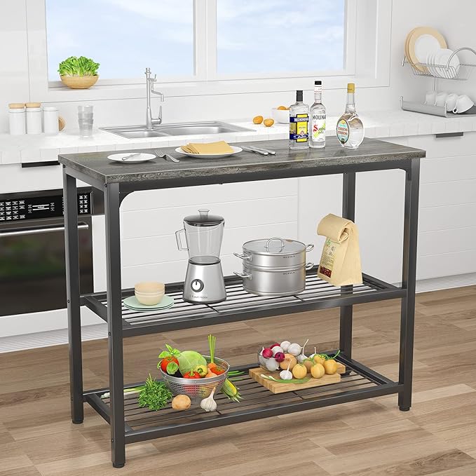 Ecoprsio Small Console Table, Sofa Table with Double Mesh Shelves, Modern Entryway Table for Entryway, Hallway, Foyer, Front Hall, Sofa Couch, Living Room, Bar, Kitchen, 32 Inch, Grey-Ruum Studio Home