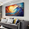 LASMOND Abstract Ocean Wall Art for Living Room Beautiful Blue Sea Wave Seawater Colorful Sky Landscape Wall Art Decor Artwork Bedroom Office (40 x 20 Inches)-Ruum Studio Home