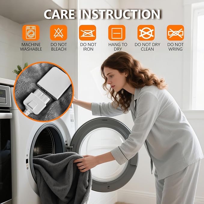 Heated Blanket Throw 50x60, Extra Plush 220GSM Flannel & Sherpa with Child Lock | 6-Level Smart Adaptive Heat & 8Hr Timer | ETL Certified Electric Blanket for Full Body Comfort-Ruum Studio Home