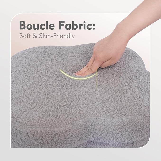 B FSOBEIIALEO Storage Ottoman Cube, Flowers Shaped Ottomans with Storage Foot Stool Footrest, Boucle Ottoman Seat for Dorm Room, Faux Teddy Fur, Grey 15"x15"x15"-Ruum Studio Home