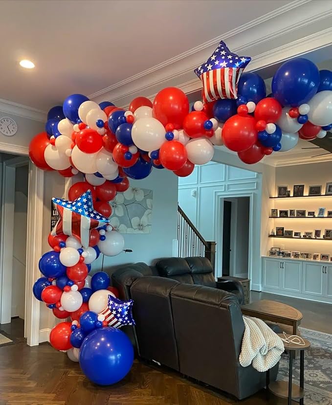 130pcs Red White Blue Balloons Different Sizes 18" 12" 10" 5" Party Latex Balloons for Birthday Graduation 4th of July Independence Day Anniversary New Year Holiday Party Decorations-Ruum Studio Home