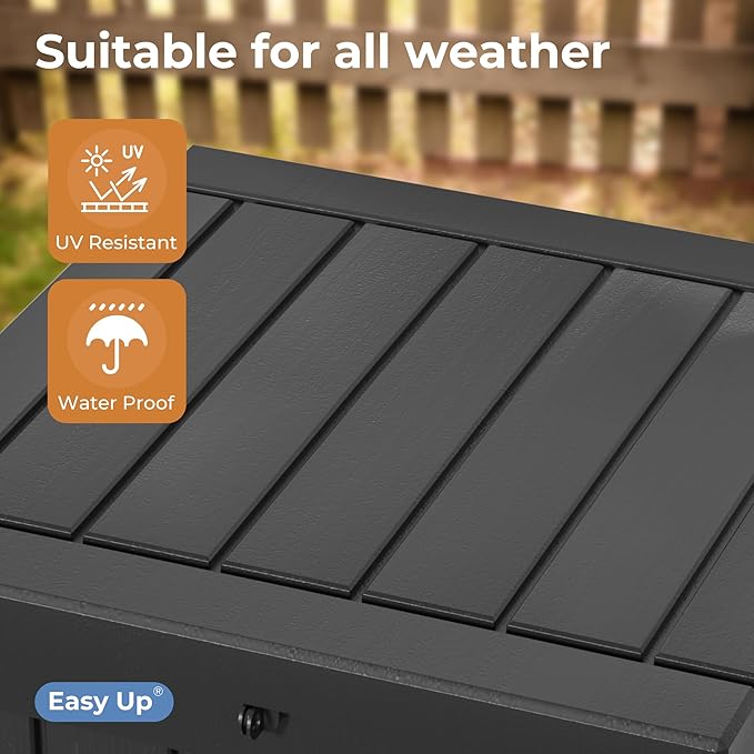 50 Gallon Double-Wall Resin Deck Box - Lockable Waterproof Outdoor Storage Box, 515bs Capacity & Doubles as Seating for Patio Furniture - Garden Tools, Pool Accessories (Black)-Ruum Studio Home