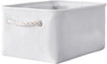 TheWarmHome Decorative Basket for Organizing - Medium-1Pack 13.8L*9.8W*6.7H Rectangular Fabric Storage Bin Organizer Basket with Handles for Clothes (White)-Ruum Studio Home