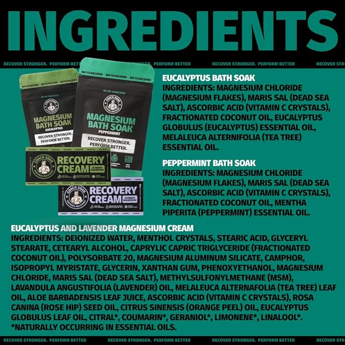 Coach Soak Magnesium Flakes & Lotion Trial Pack - Soothing Menthol Lotion & Bath Soak - 0.18 Lb Sachets - Lavender, Eucalyptus & Peppermint Scents-Ruum Studio Home