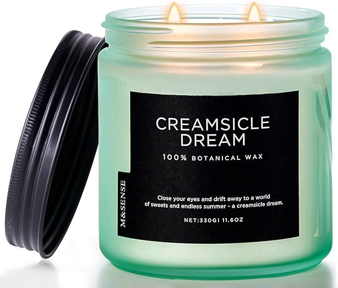 M&SENSE Orange Creamsicle Summer Scented Candle - 11.6oz Clean Non Toxic Natural Soy Wax 70-Hour Slow Burning Candle, 2-Wick Long Lasting Home Fragrance Gifts for Housewarming & Anniversaries-Ruum Studio Home