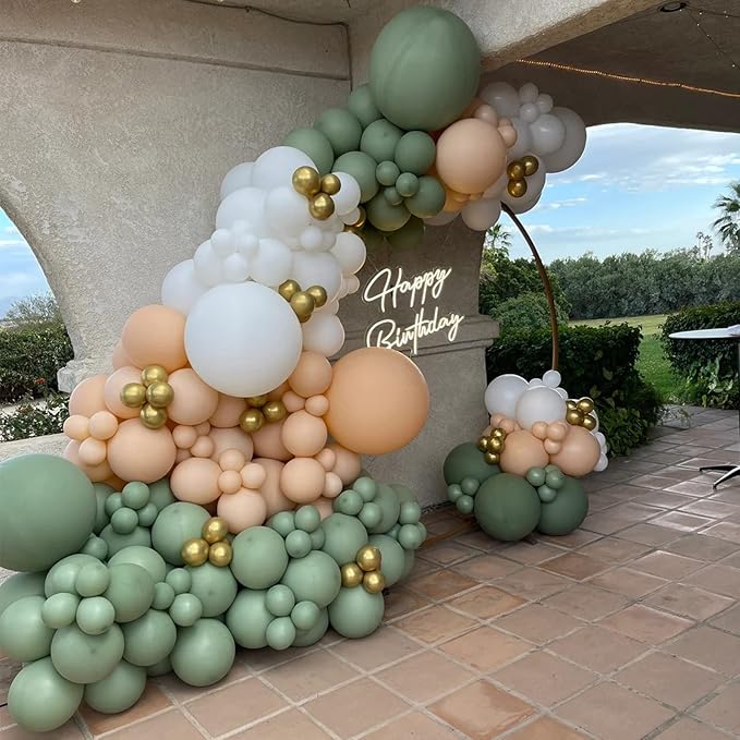 130pcs Sage Green Balloons Different Sizes 18" 12" 10" 5" Olive Green Balloons for Birthday Graduation Baby Shower Wedding Anniversary New Year Party Decorations-Ruum Studio Home