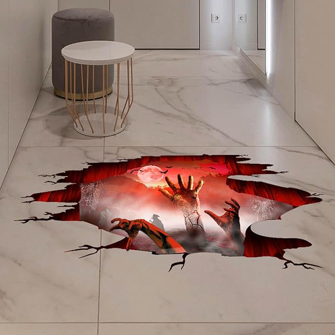 Halloween Wall Stickers Bat Ghost Scary Decor Large Removable Floor Room Decals Decoration Window Clings Party Supplies for Windows Glass Home Ornaments-Ruum Studio Home